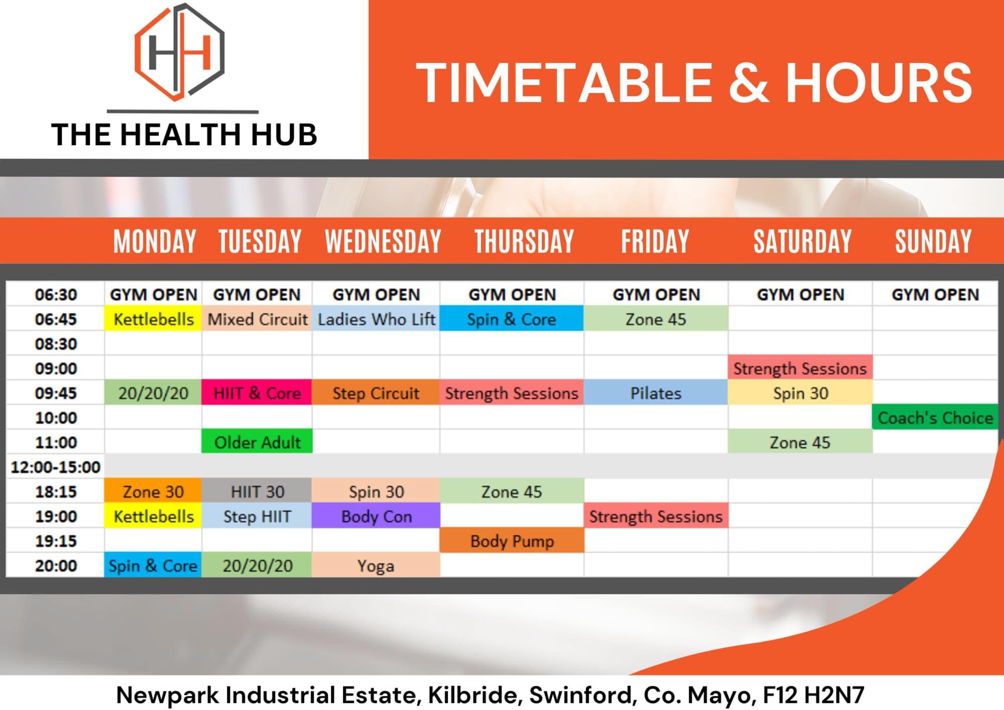 The-health-hub-timetable